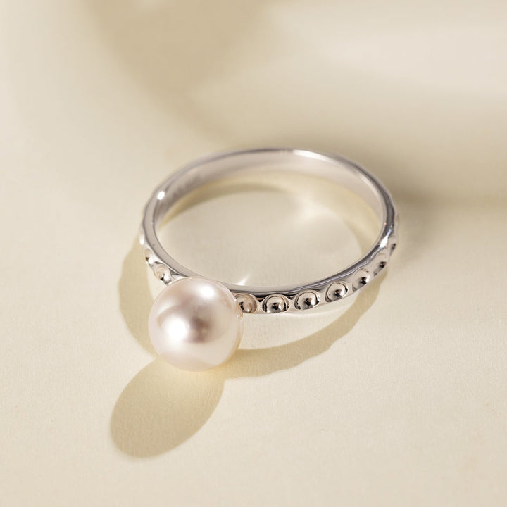 Akoya Pearl 18K White Gold Lucky Continuous Ring - HELAS Jewelry