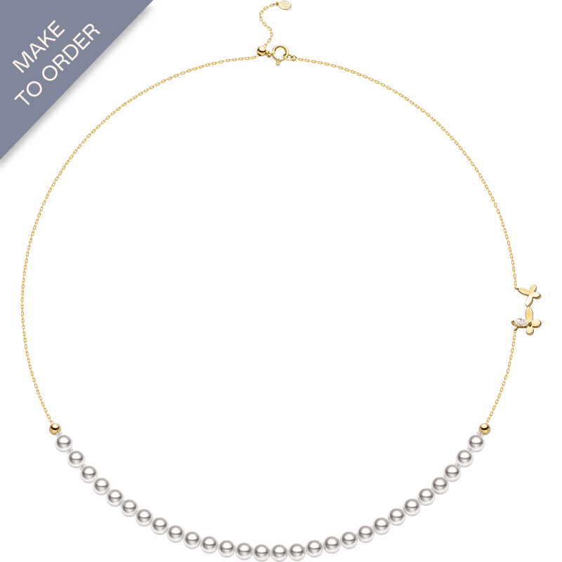 Akoya Pearls 18K Gold Butterfly Diamond Neklace - HELAS Jewelry