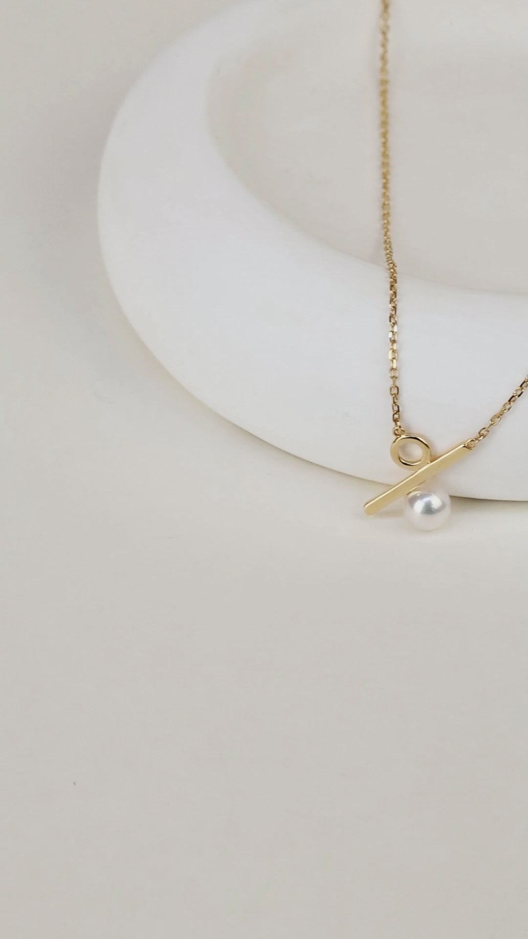 Akoya Pearl 18K Gold Percent Sign Necklace