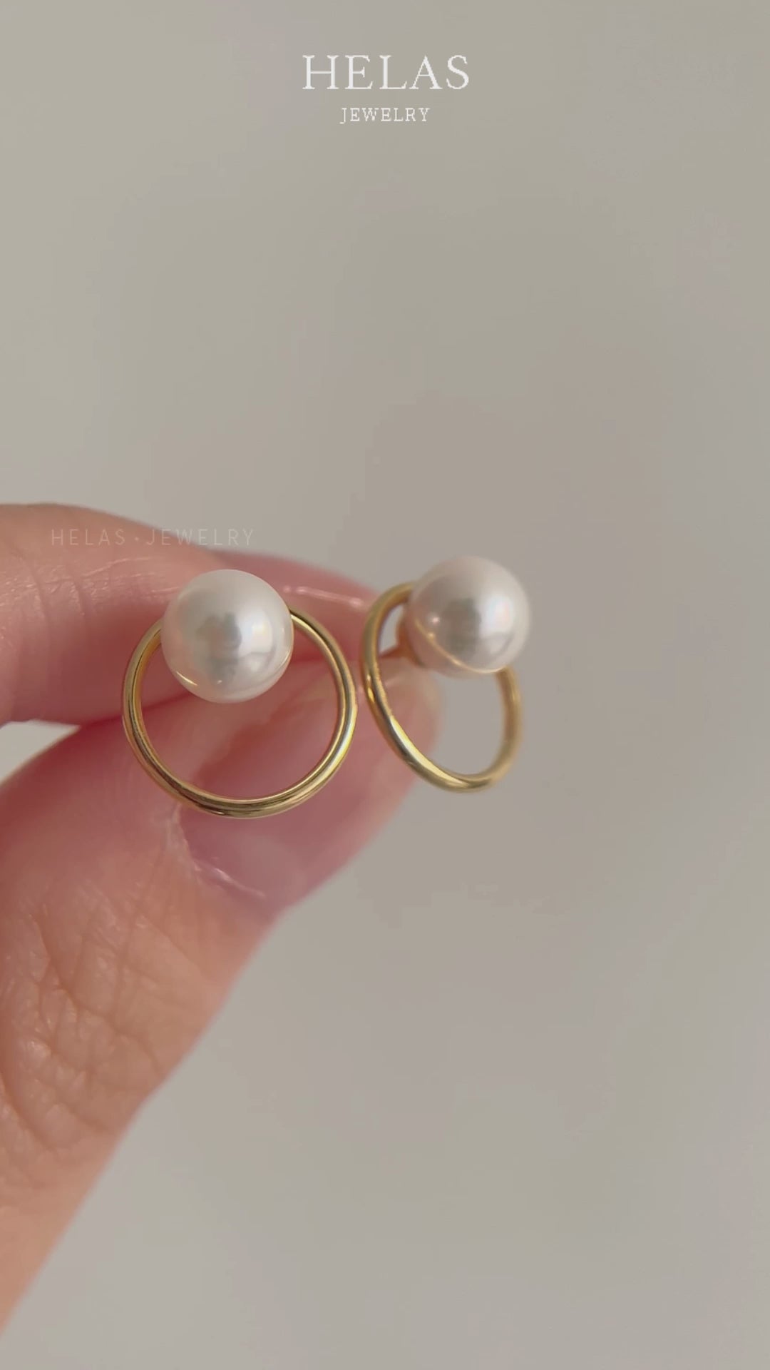 Akoya Pearl 18K Gold Perfect Circle Studs Earrings