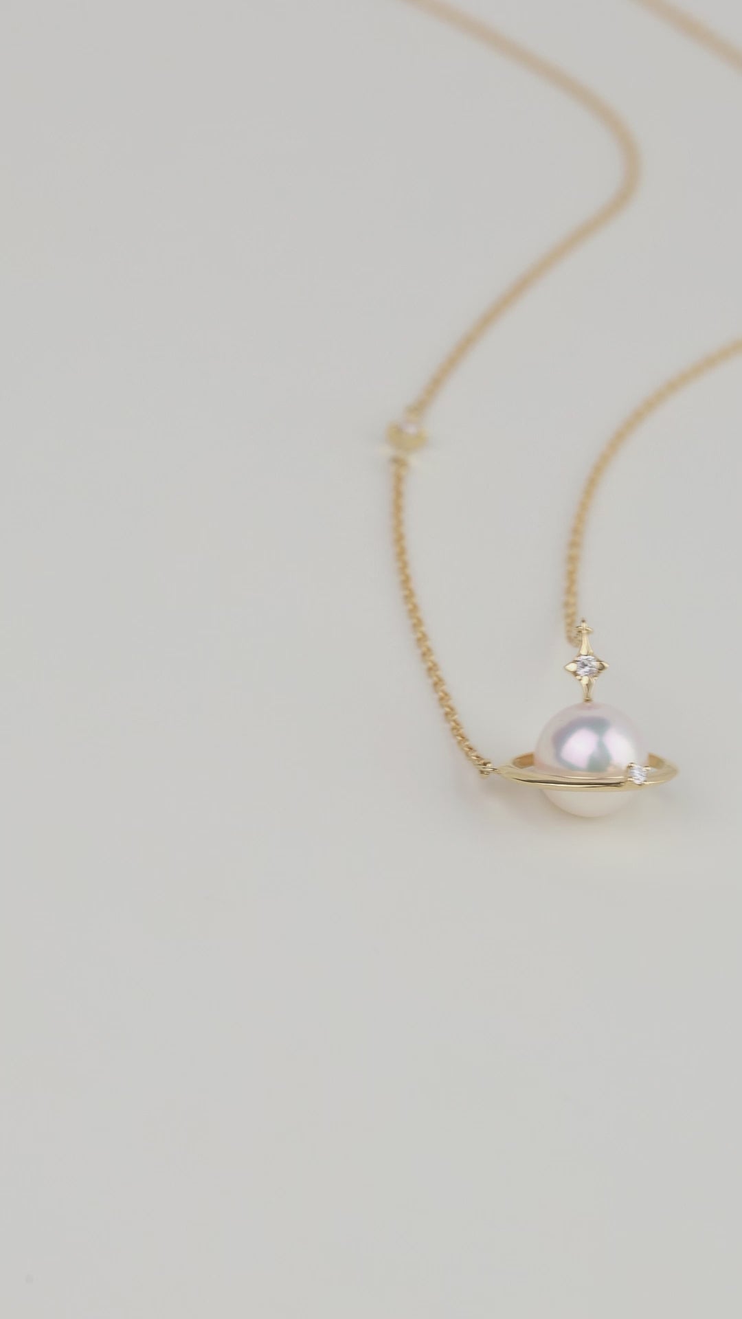 Akoya Pearl 18K Gold Planet Necklace
