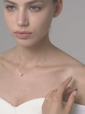 MELODY COLLECTION Akoya Saltwater Pearl 18K White Gold Commuting Diamond Necklace