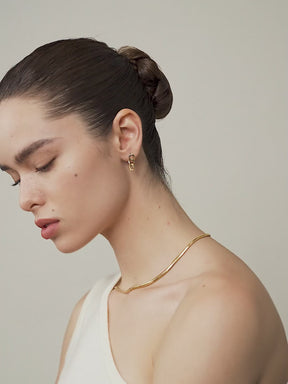 NAPLES COLLECTION 18K Gold Metal Texture Large Chain Earrings