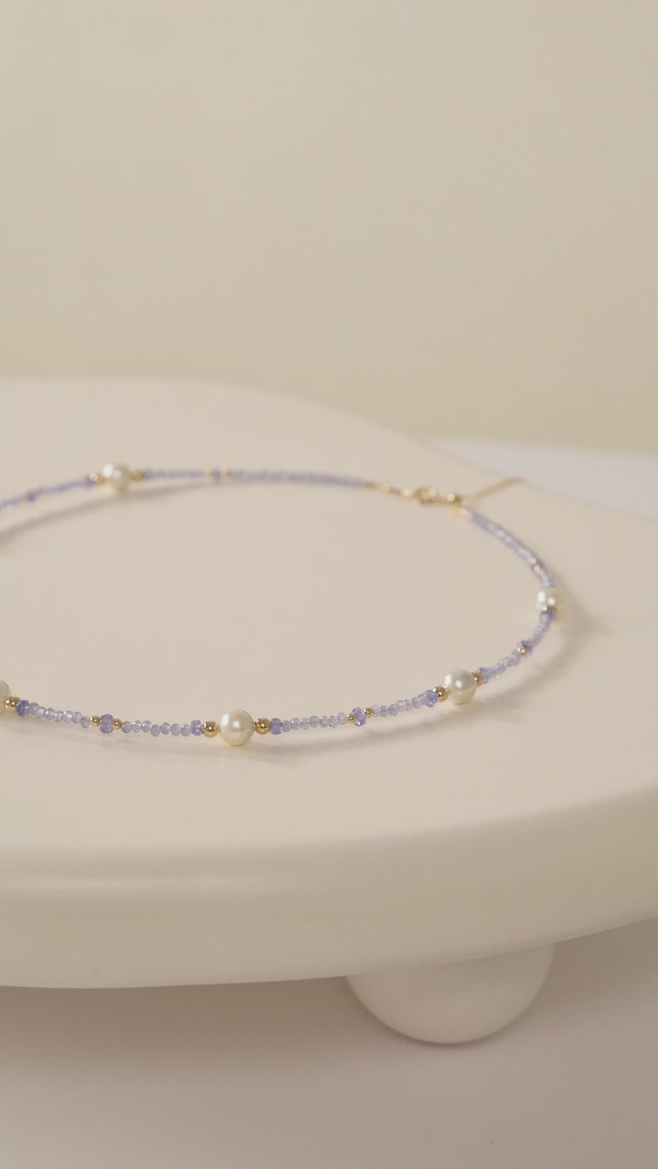 Baroque Pearl 18K Tanzanite Unique Design Necklace