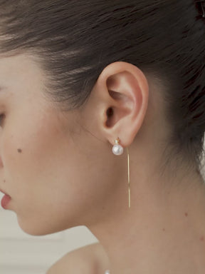 ORIGIN COLLECTION Akoya Pearl 18K Gold Thread Diamond Earrings