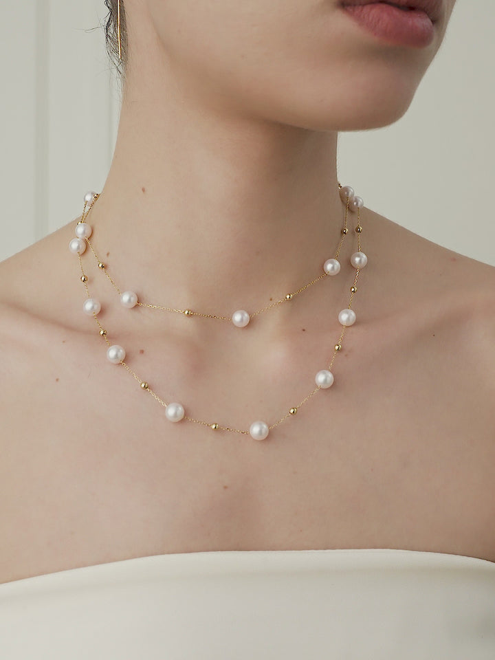 Akoya Pearl 18K Gold Baby's Breath Necklace