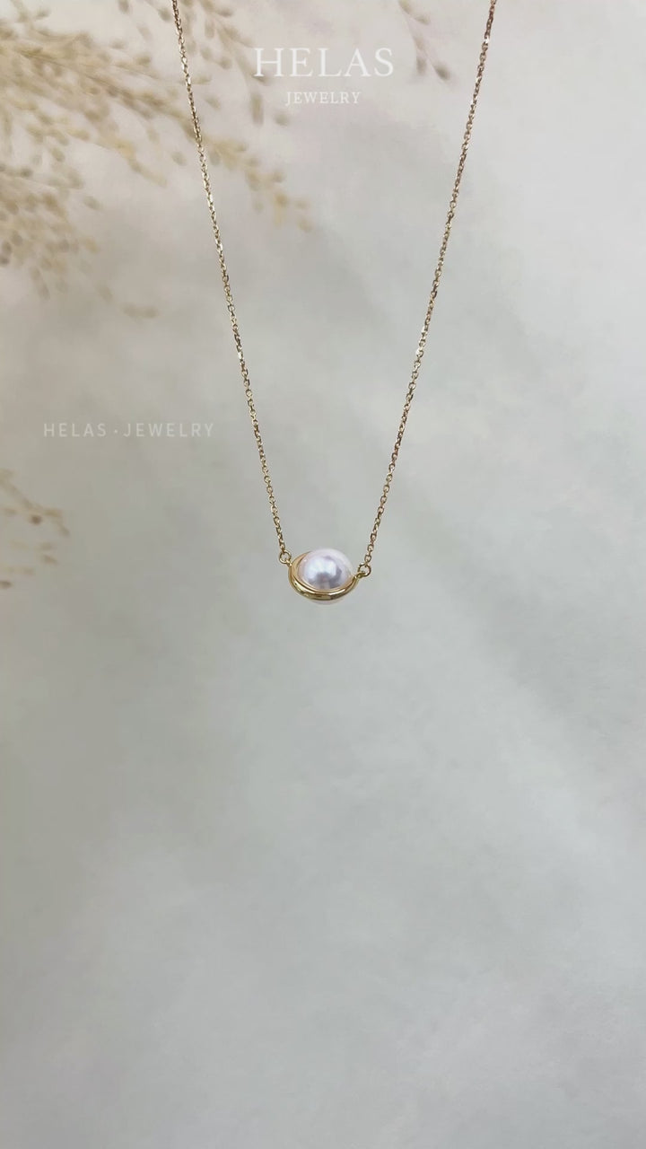 Akoya Pearl 18K Gold Half Enclosed Necklace