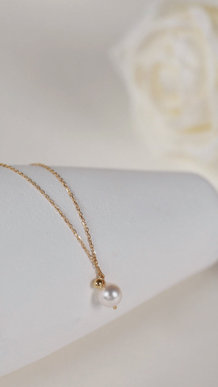 Akoya Pearl 18K Gold Ball Necklace