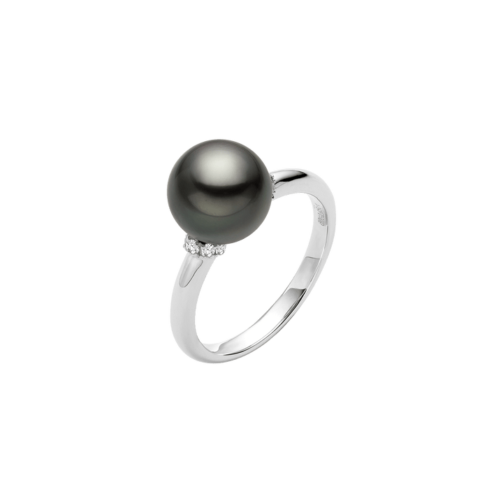 Tahitian Black Pearl 18K Gold Diamond Elegant Ring - HELAS Jewelry