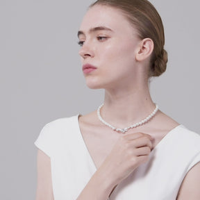 BRIDAL COLLECTION Akoya Pearl 18K White Gold Bowknot Diamond Necklace
