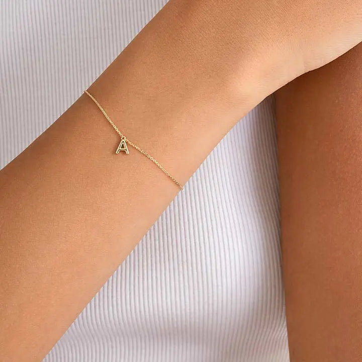 BE MYSELF COLLECTION 18K Gold Exclusive Custom Initial Letter Bracelet - HELAS Jewelry      
