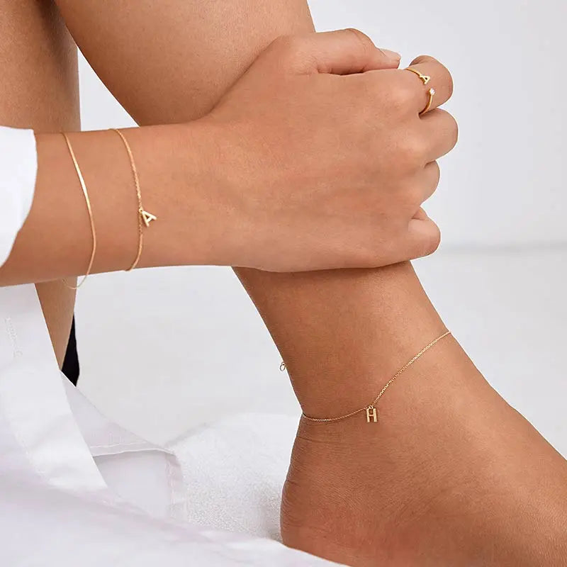 BE MYSELF COLLECTION 18K Gold Exclusive Custom Initial Letter Bracelet - HELAS Jewelry      