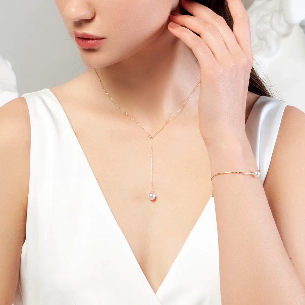 BASIC COLLECTION Akoya Pearl 18K Gold Elegant Necklace - HELAS Jewelry