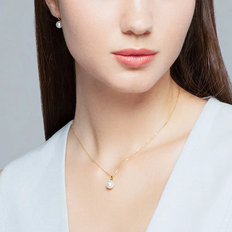 BASIC COLLECTION Akoya Pearl 18K Yellow Gold Necklace - HELAS Jewelry