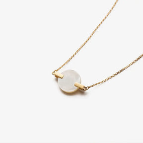 DAWN COLLECTION 18K Gold Mother of Pearl Flat Style Diamonds Necklace