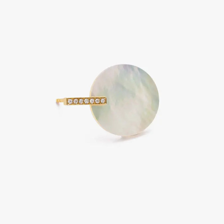 DAWN COLLECTION 18K Gold Mother of Pearl Flat Style Diamonds Stud Earrings - HELAS Jewelry