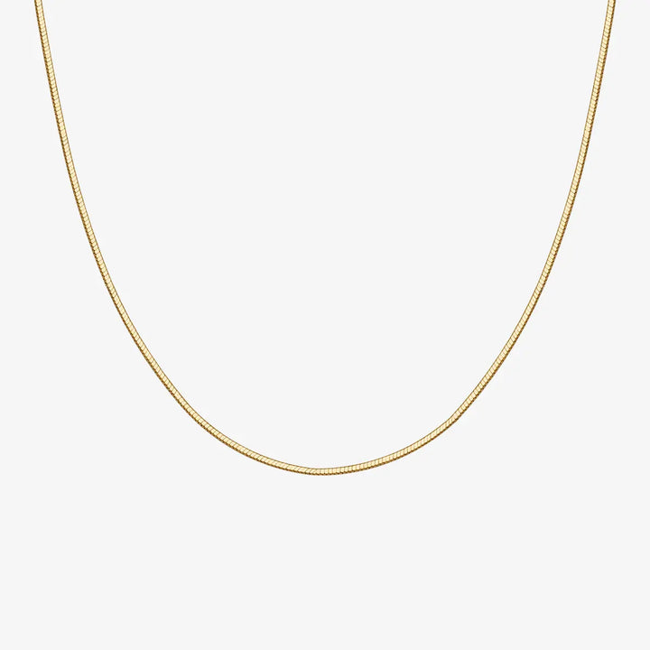 FINE LINE COLLECTION 18k Yellow Gold Square Herringbone Chain Necklace - HELAS Jewelry