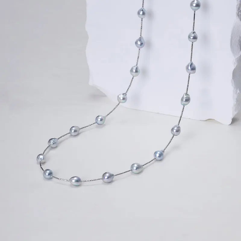 IMPERFECTION COLLECTION Akoya Baroque Pearl 18K White Gold Chain Necklace - HELAS Jewelry