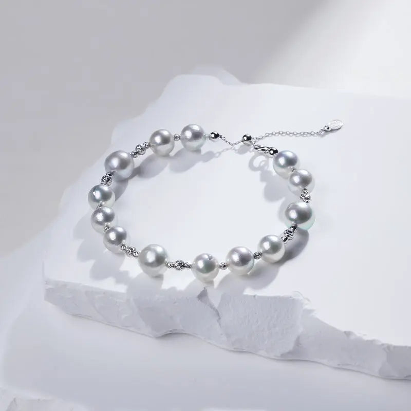 Akoya Bracelet Baroque Pearl 18K White Gold - HELAS Jewelry