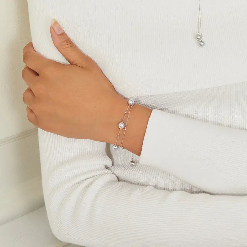 Akoya Baroque Pearl Bracelet 18K White Gold Special Style - HELAS Jewelry