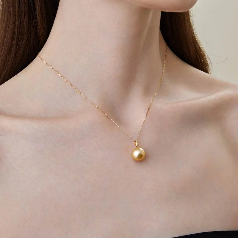 MOMENT COLLECTION South Sea Golden Pearl 18K Gold Elegant Design Necklace - HELAS Jewelry