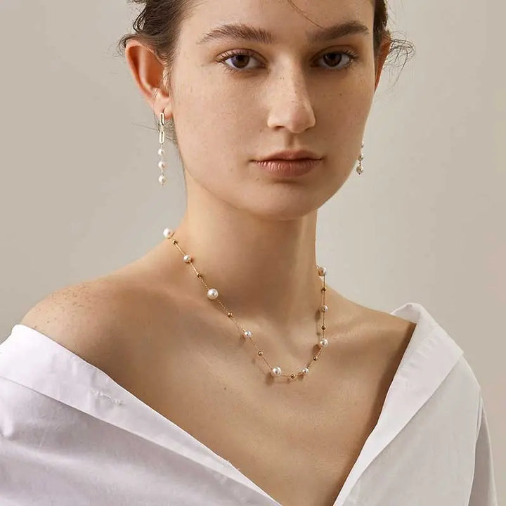 WONDERLAND COLLECTION Akoya Pearl 18K Gold Elegant Fashionable Design Earrings - HELAS Jewelry