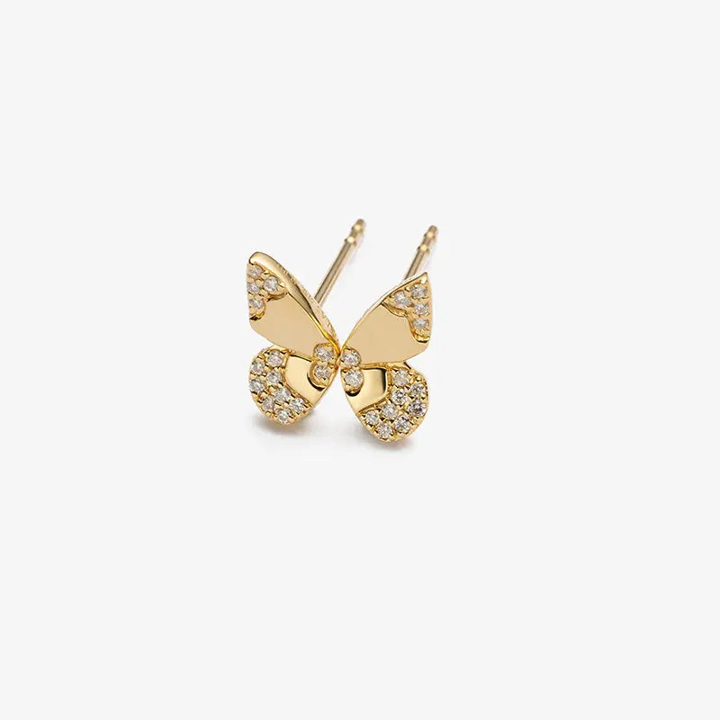 MONET GARDEN COLLECTION 18K Gold Butterfly Diamonds Ear Studs - HELAS Jewelry