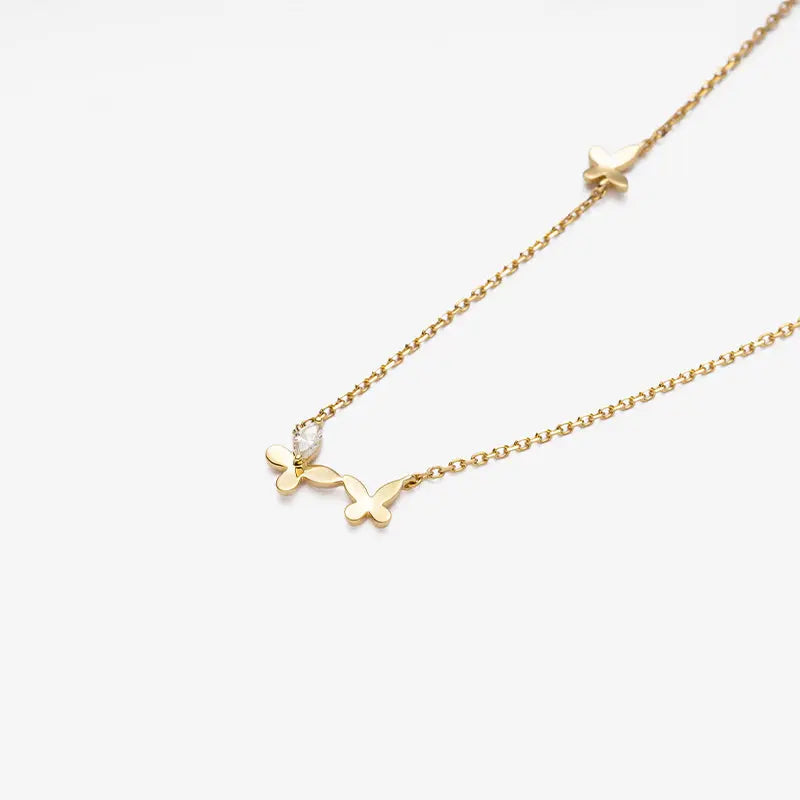 MONET GARDEN COLLECTION 18K Gold Butterfly Elegant Diamond Necklace - HELAS Jewelry