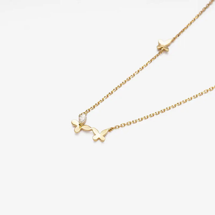 MONET GARDEN COLLECTION 18K Gold Butterfly Elegant Diamond Necklace - HELAS Jewelry