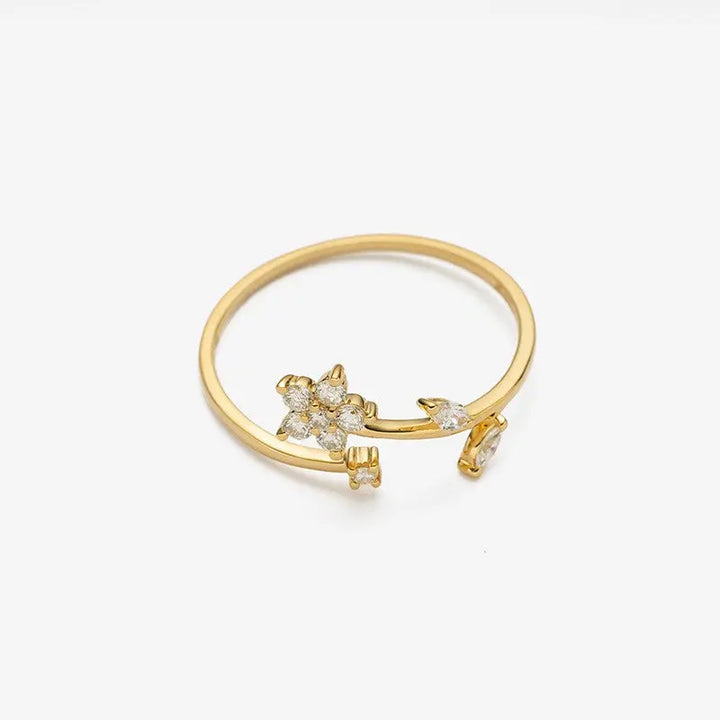 MONET GARDEN COLLECTION 18K Gold Diamonds Elegant Summer Flower Ring - HELAS Jewelry
