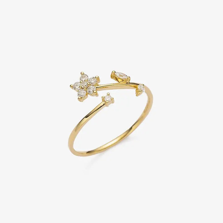 MONET GARDEN COLLECTION 18K Gold Diamonds Elegant Summer Flower Ring - HELAS Jewelry