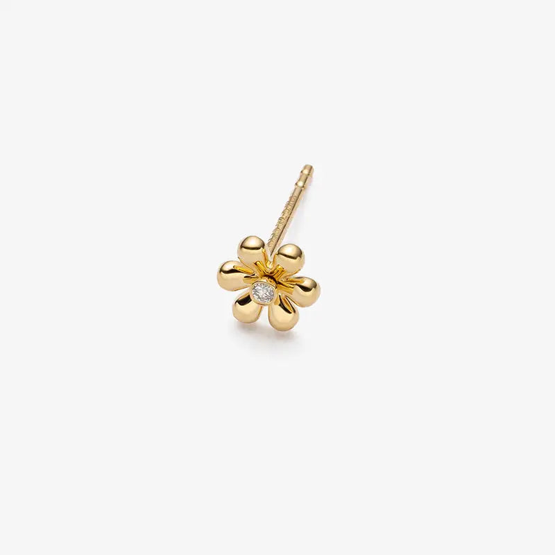 18K Gold Flower Diamonds Ear Studs - HELAS Jewelry