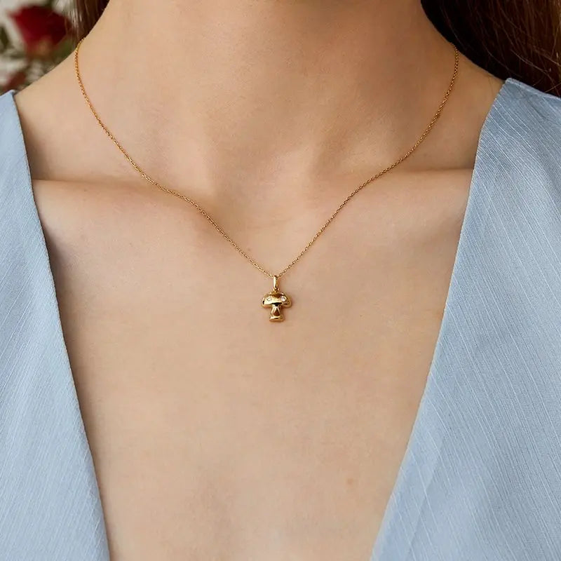 MONET GARDEN COLLECTION 18K Gold Mushroom Diamond Necklace - HELAS Jewelry