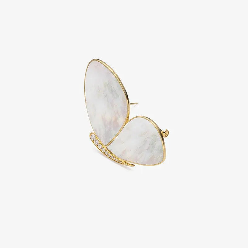 MONET GARDEN COLLECTION Mother Of Pearl 18K Gold Diamonds Brooch