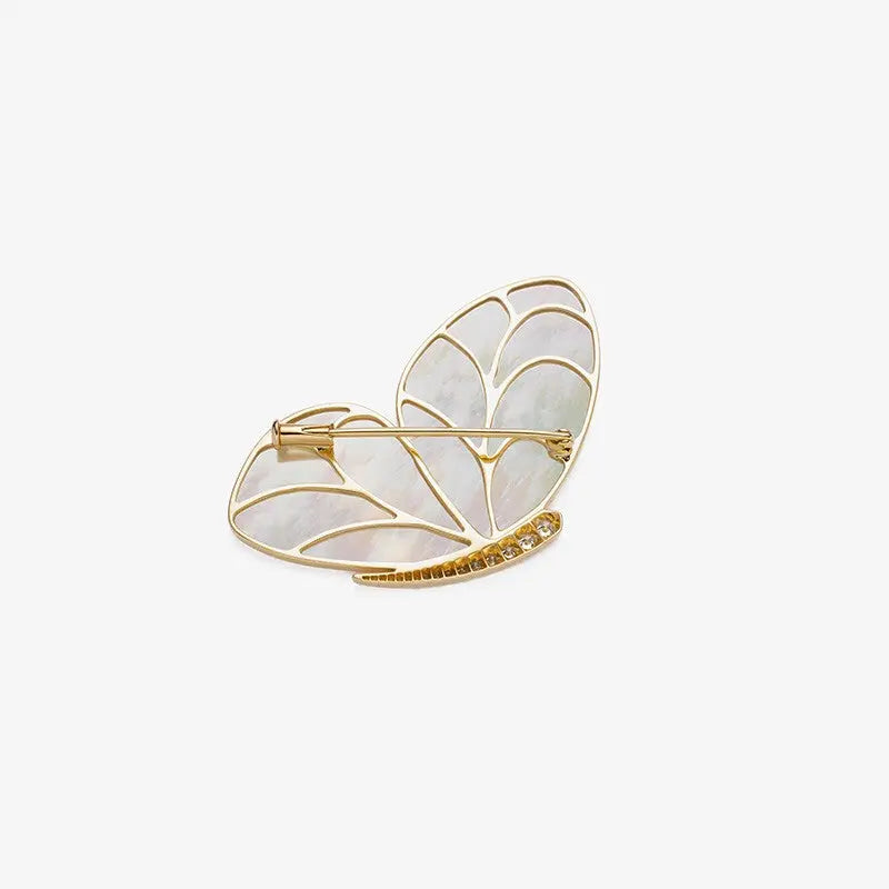 MONET GARDEN COLLECTION Mother Of Pearl 18K Gold Diamonds Brooch