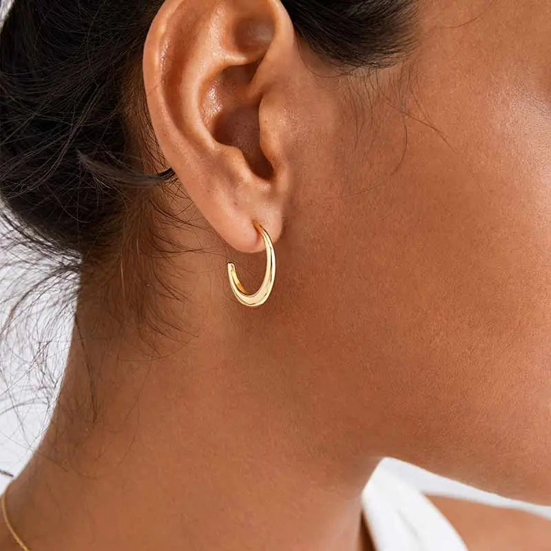 MOON OUTLINE COLLECTION 18K Gold Elegant Subtle Design Earrings - HELAS Jewelry