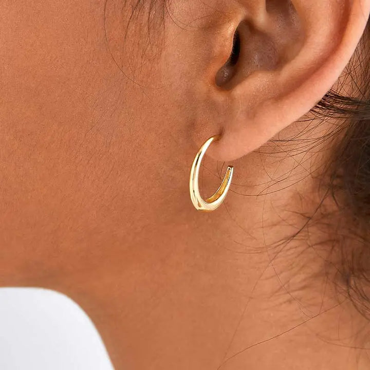 MOON OUTLINE COLLECTION 18K Gold Elegant Subtle Design Earrings - HELAS Jewelry
