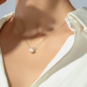MELODY COLLECTION Akoya Saltwater Pearl 18K White Gold Commuting Diamond Necklace