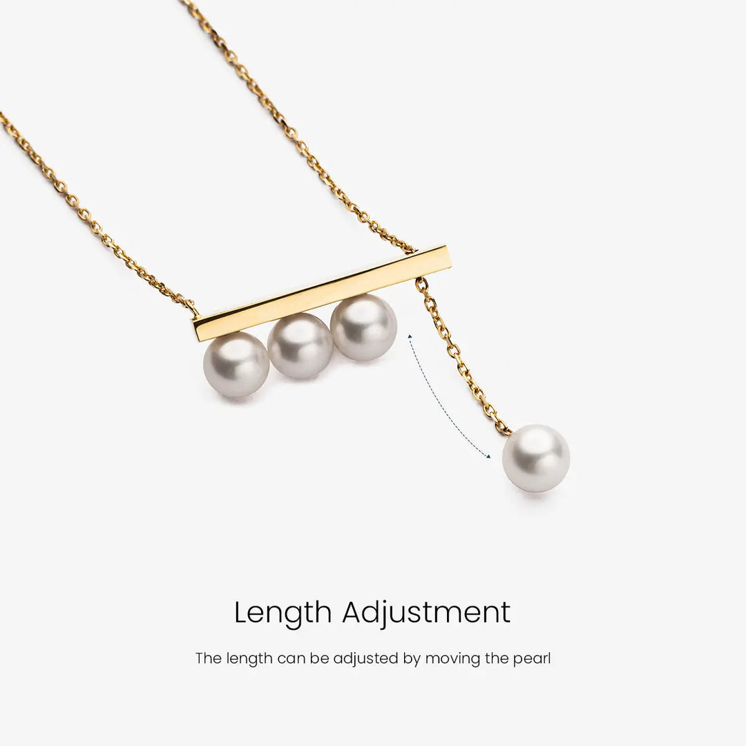 MELODY COLLECTION Akoya Saltwater Pearl 18K Yellow Gold Balance Beam Necklace - HELAS Jewelry
