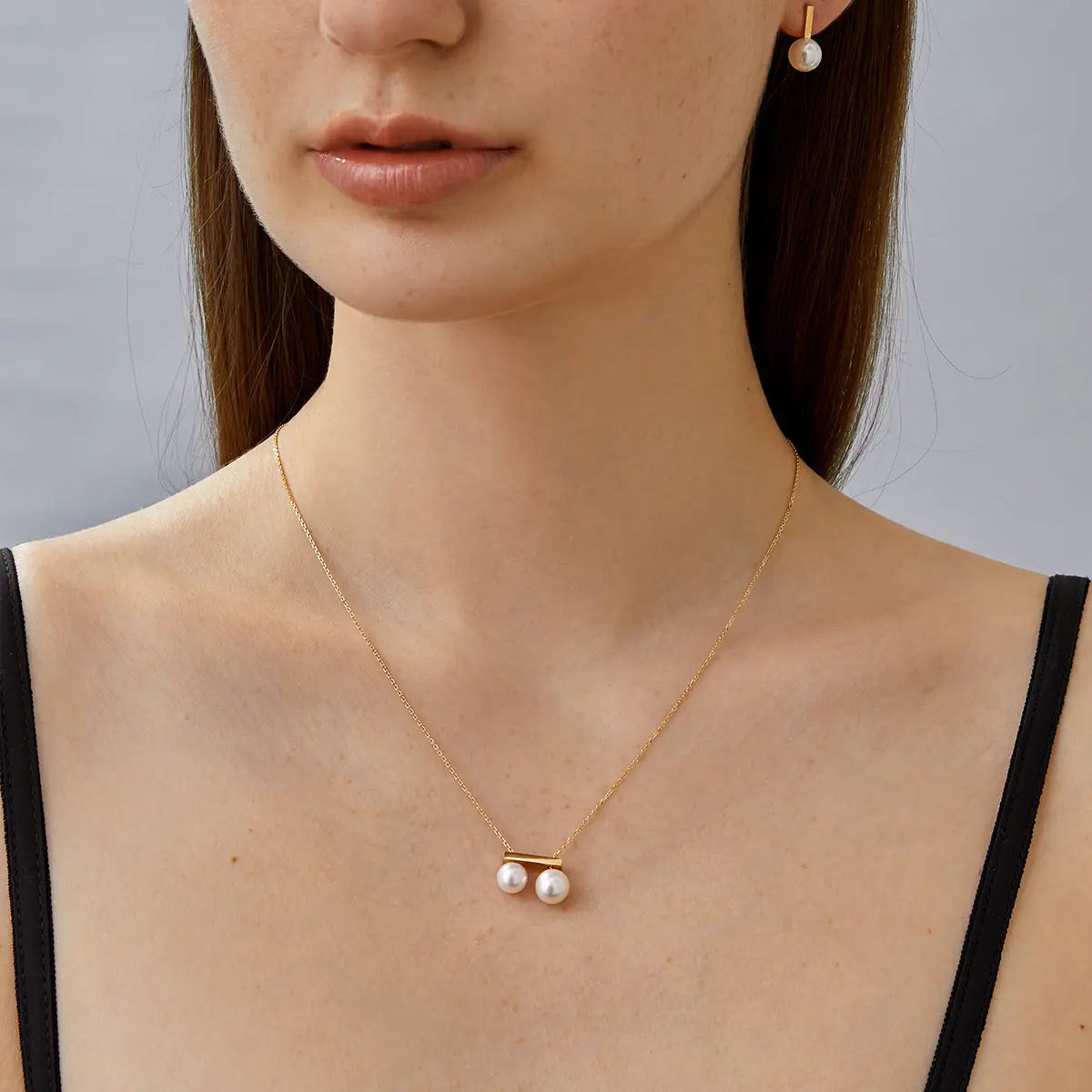 Akoya Saltwater Pearl Necklace 18k Gold Diamond Necklace - HELAS
