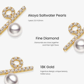 PERCENT COLLECTION Akoya Saltwater Pearl 18K Yellow Gold Diamond Circle Necklace