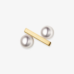 PERCENT COLLECTION Akoya Saltwater Pearl 18K Yellow Gold Earrings