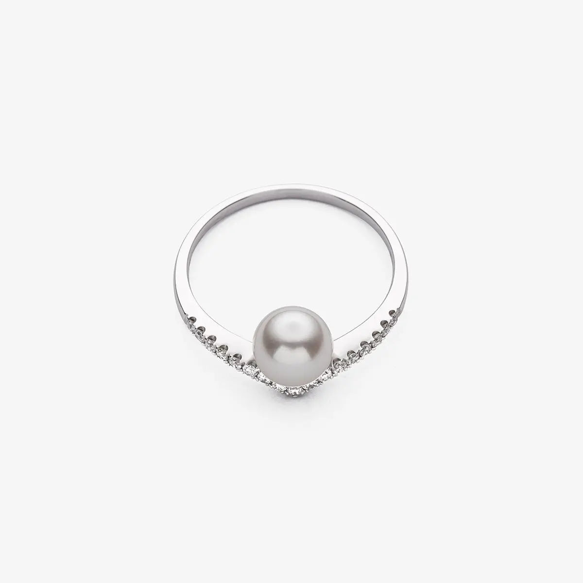 Protea Akoya White Pearl Ring in Gold with Diamonds - 8mm