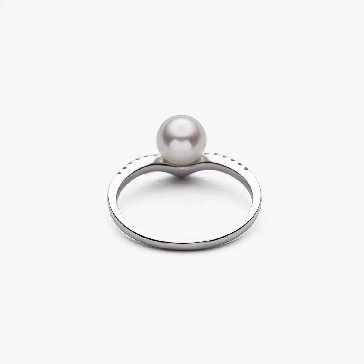 Protea Akoya White Pearl Ring in Gold with Diamonds - 8mm