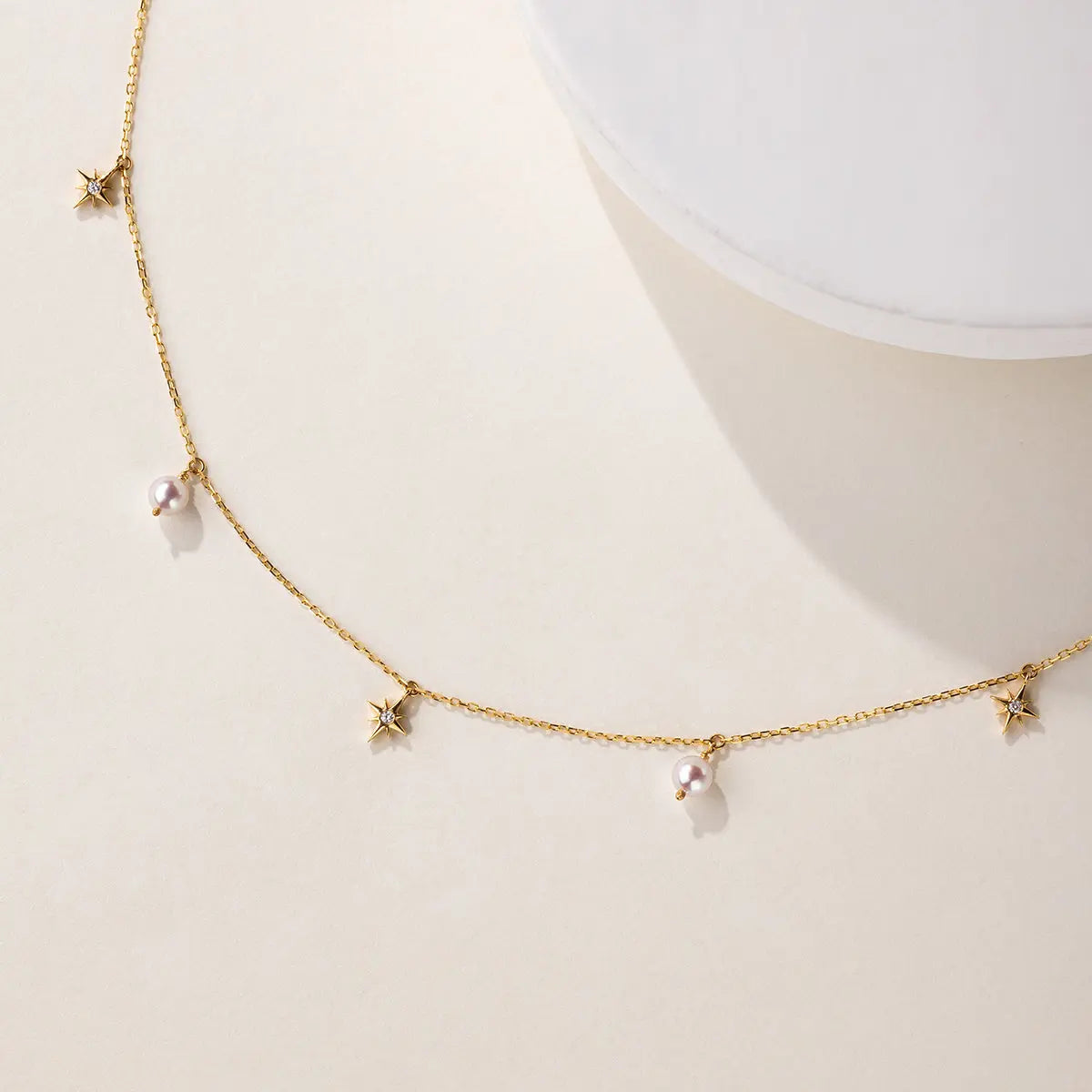 STAR COLLECTION Akoya Pearl 18K Gold Diamond Necklace