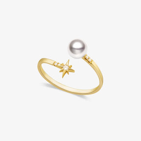 STAR COLLECTION Akoya Pearl 18K Gold Diamond Ring