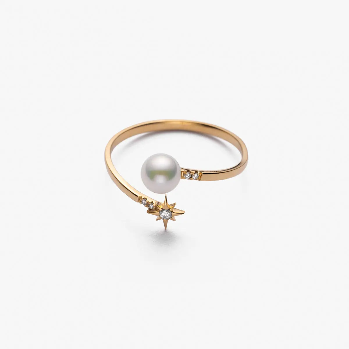 STAR COLLECTION Akoya Pearl 18K Gold Diamond Ring