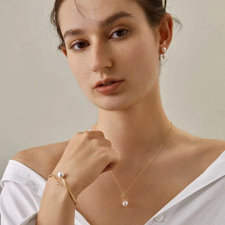STAR COLLECTION Premier Akoya Pearl 18K Gold Diamond Stud Earrings - HELAS Jewelry