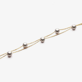 STAR TRAILS COLLECTION Akoya Pearl 18K Gold Baby's Breath Double Strand Bracelet