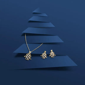 WISH COLLECTION 18K Gold Christmas Tree Diamond Earrings
